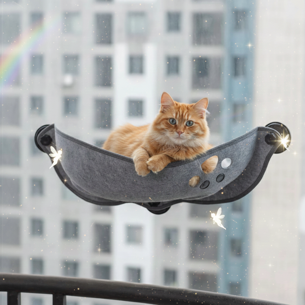 ✨ Zero-G Rune-Lock Cat Perch | The Fluffy Viewing Disc | 40lb Safety Lock