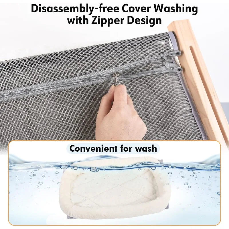 ✨ EliteView™️ - No-Drill Wooden Cat Window Perch - A magical throne for his daily kingdom watch.